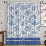 Toile De Jouy Chinoiserie Book - Personalized Book Blackout Window Curtain/ Drapes Set
