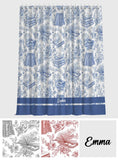Toile De Jouy Chinoiserie Book - Personalized Book Blackout Window Curtain/ Drapes Set