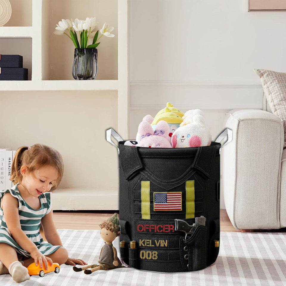 Serve And Protect - Personalized Police Officer Storage Basket