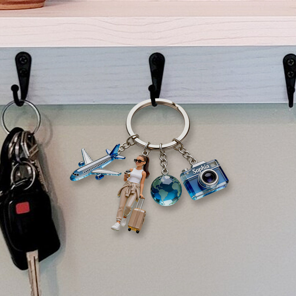 Custom Any Photo - Personalized Travelling Premium Keychain With Charms