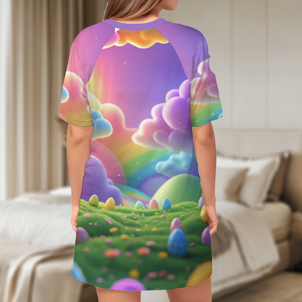 Grandma Easter - Personalized Easter Day Sleep T-shirt Dress
