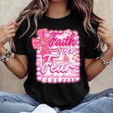 T-shirt et sweat à capuche personnalisés « Preppy Breast Cancer Faith Over Fear » (La foi plutôt que la peur face au cancer du sein)