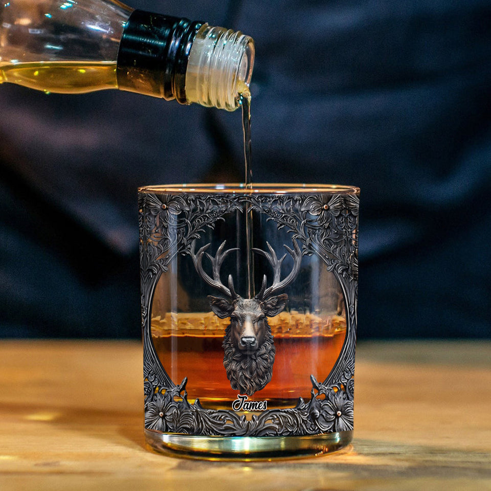 Love Hunting And Whiskey - Personalized Hunting Whiskey Glass