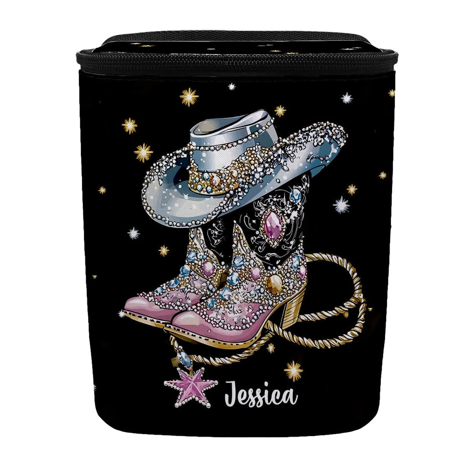 Cool Cowgirl - Personalized Cowgirl Portable Car Trash Can/ Organizer