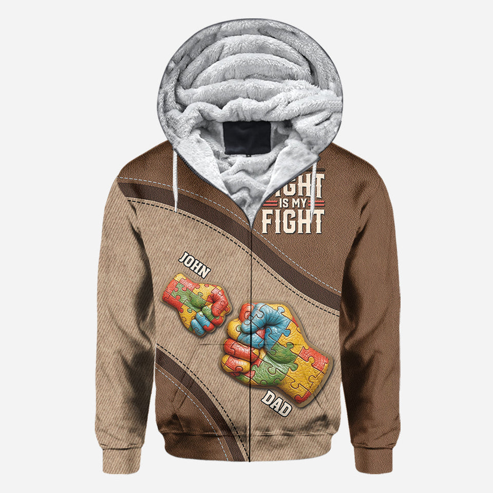 His/ Her Fight Is My Fight - Personalized Autism Awareness All Over Shirt