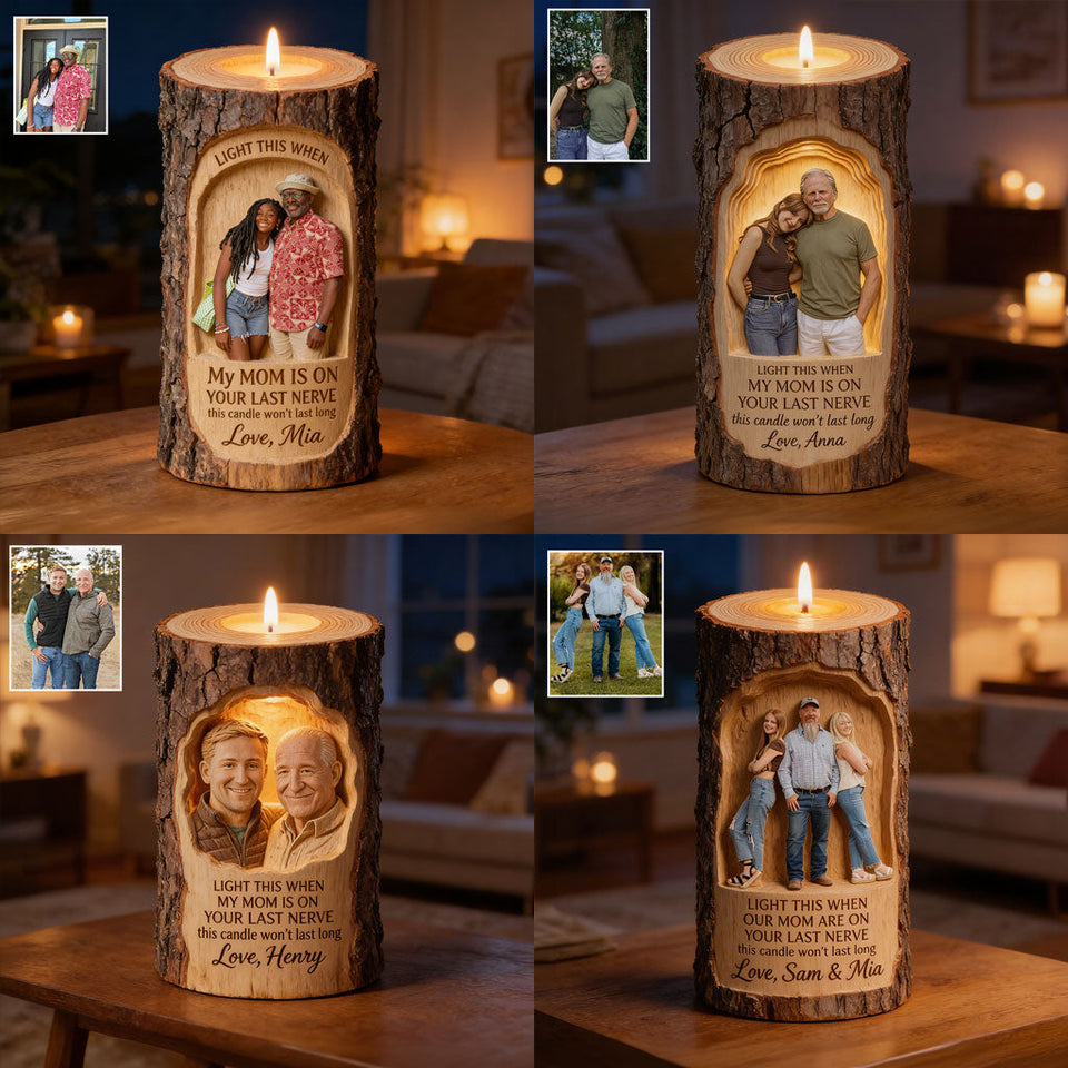 Light This Candle - Personalized Father Custom Shape Wooden Candle Holder