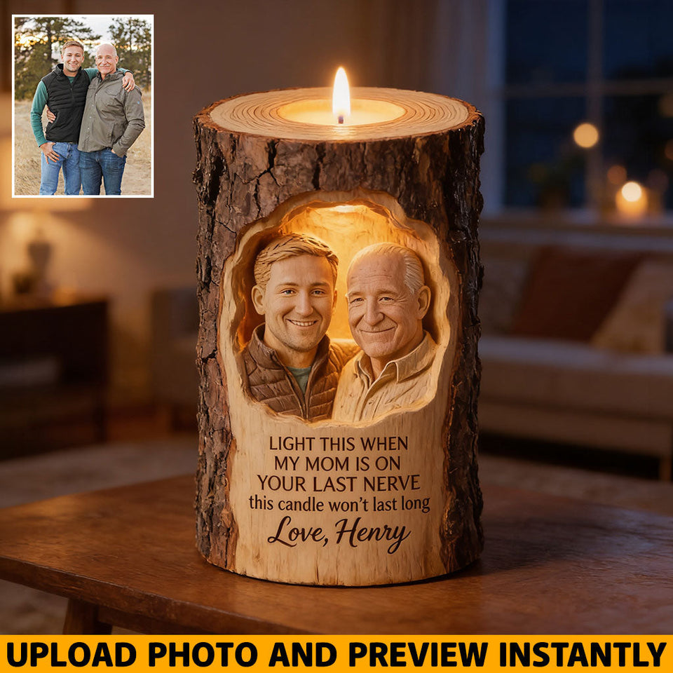 Light This Candle - Personalized Father Custom Shape Wooden Candle Holder