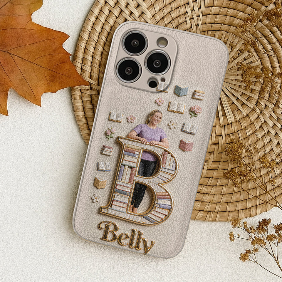Book Lovers Gift - Personalized Book 3D Embossed Leather Phone Case