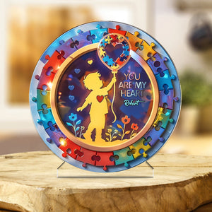 Tu es mon cœur - Plaque acrylique personnalisée pour la sensibilisation à l'autisme