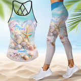 Salty Lil Beach - Personalized Sea Lover Cross Tank Top and Leggings