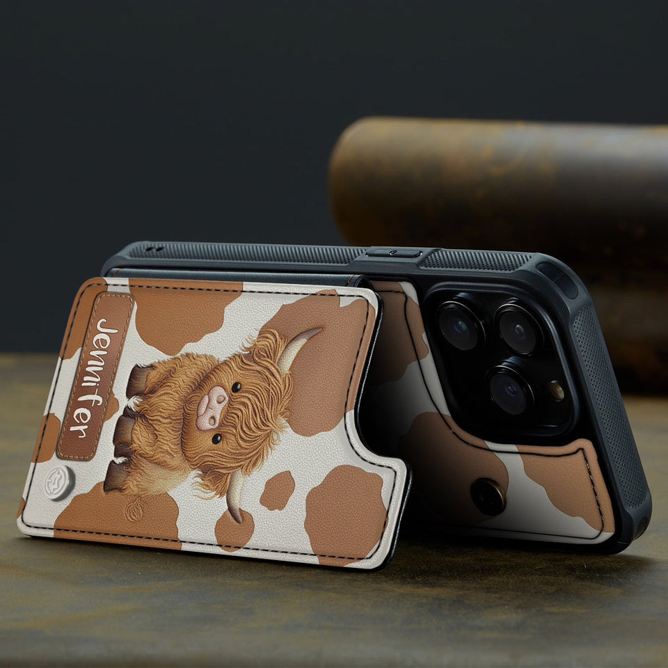 Love Highland Cow - Personalized Highland Cow Fully Printed Wallet Phone Case