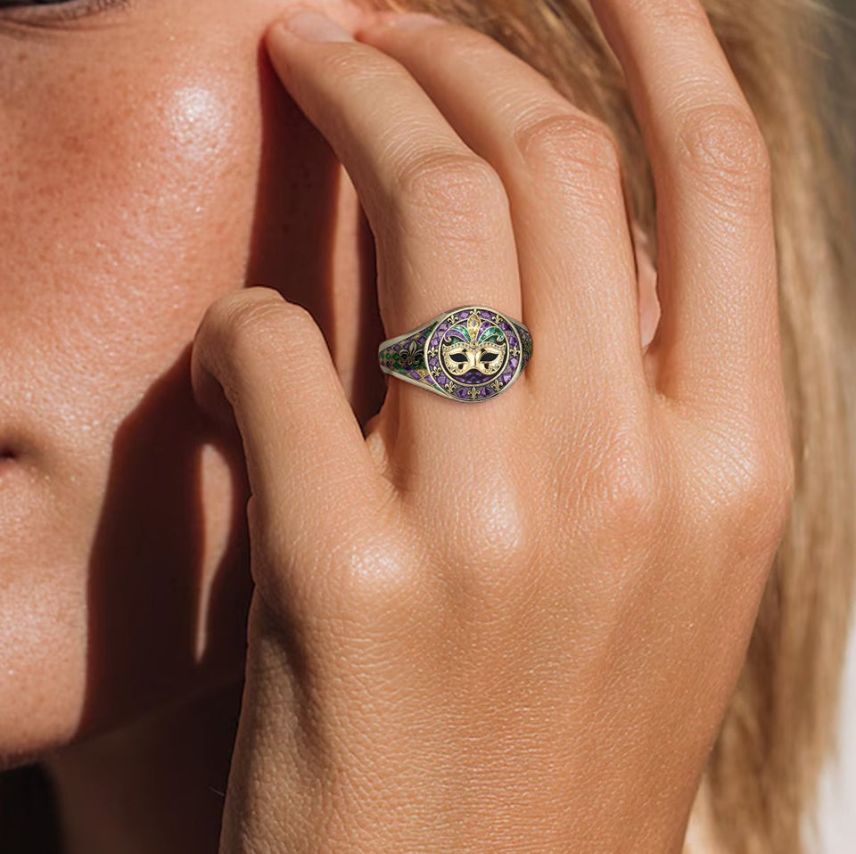 It's Mardi Gras Y'all - Personalized Mardi Gras Signet Ring