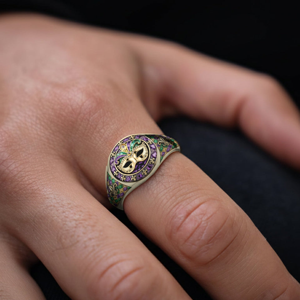 It's Mardi Gras Y'all - Personalized Mardi Gras Signet Ring