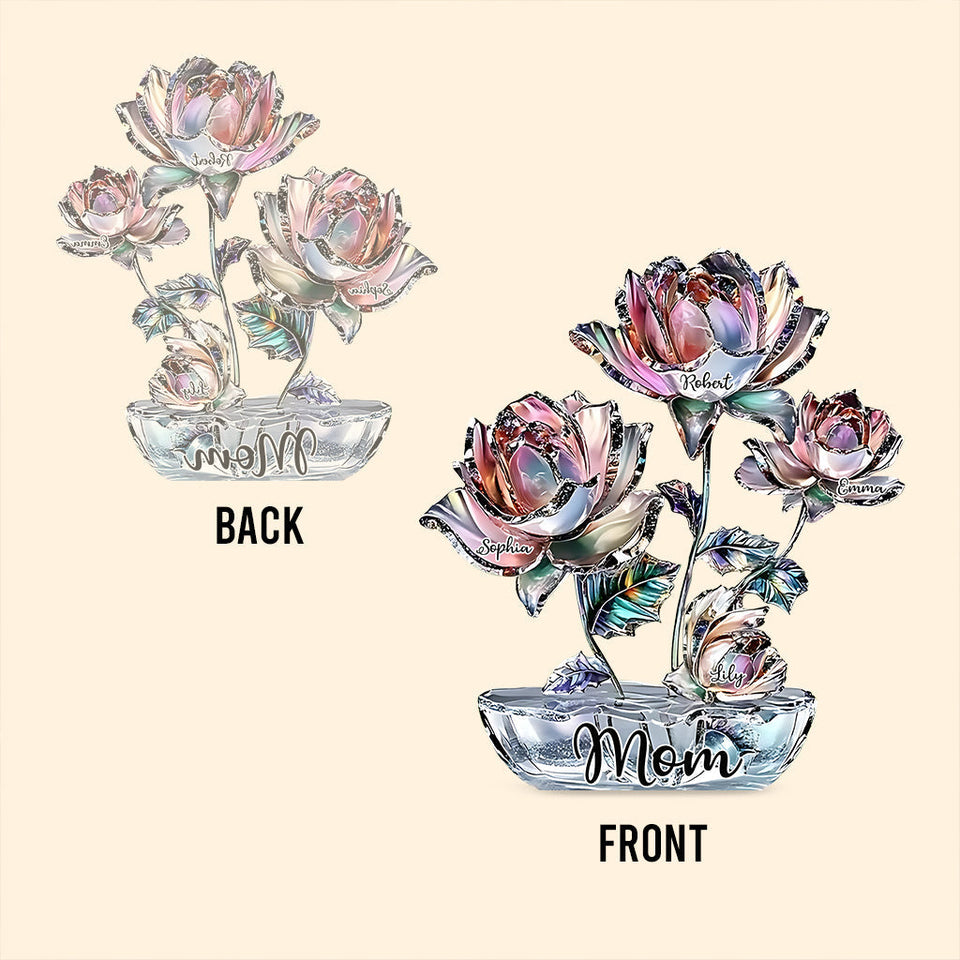 Flowers For Mom Grandma - Personalized Mother Custom Shaped Acrylic Plaque