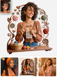 Crafted with Love - Personalized Crocheting Wooden Floating Shelf