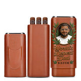 Cannabis Enthusiast, World's Dopest Dad - Personalized Weed Leather Pre-roll Humidor Case