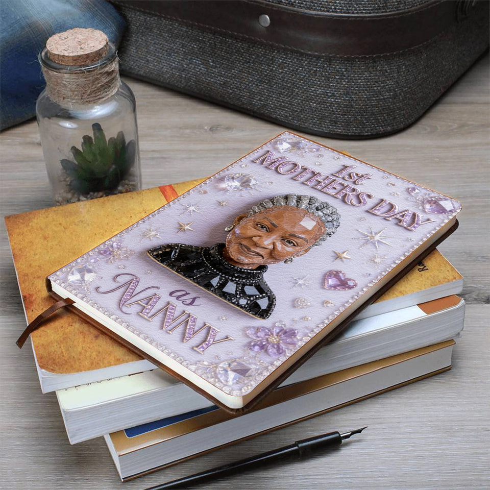 Custom Birthstone Woman Notebook - Personalized Mother Leather Journal