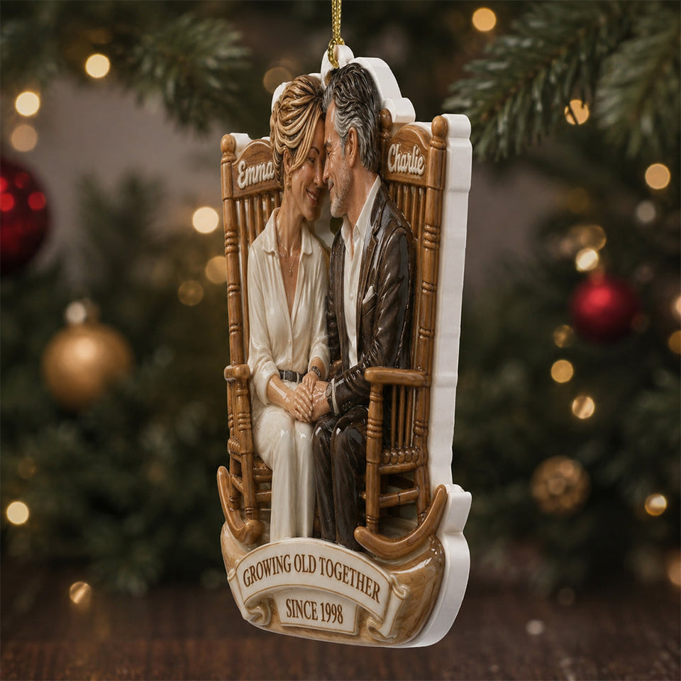 Growing Old Together - Personalized Couple Premium 3D Ornament