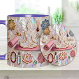 Peace Love Yoga - Personalized Yoga Accent Mug & Coaster