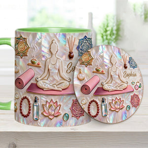 Peace Love Yoga - Personalized Yoga Accent Mug & Coaster