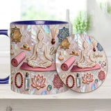 Peace Love Yoga - Personalized Yoga Accent Mug & Coaster