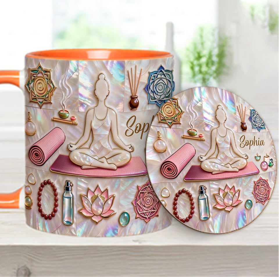Peace Love Yoga - Personalized Yoga Accent Mug & Coaster