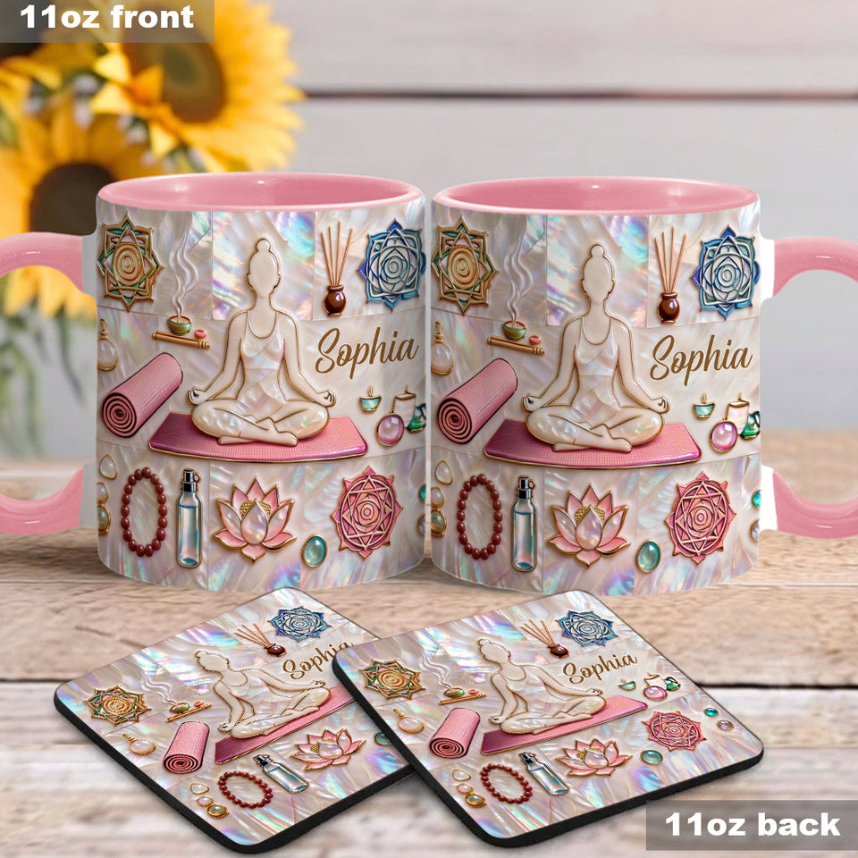 Peace Love Yoga - Personalized Yoga Accent Mug & Coaster