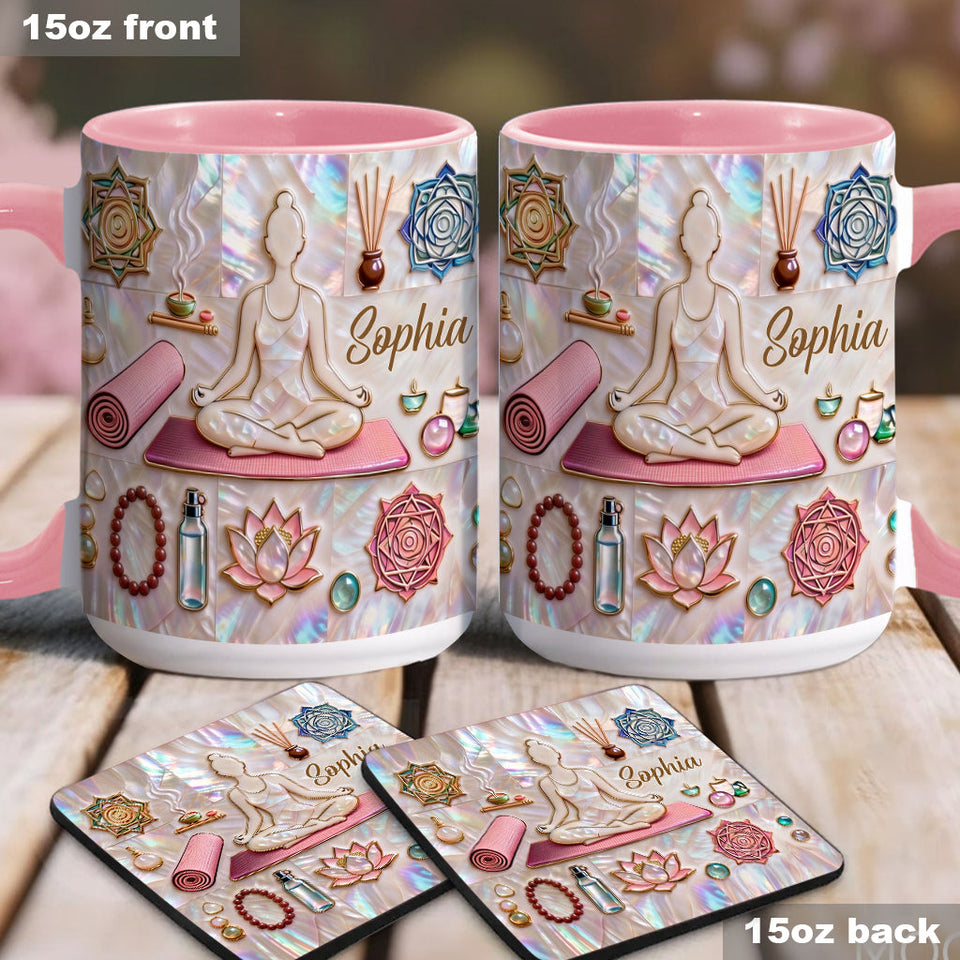Peace Love Yoga - Personalized Yoga Accent Mug & Coaster