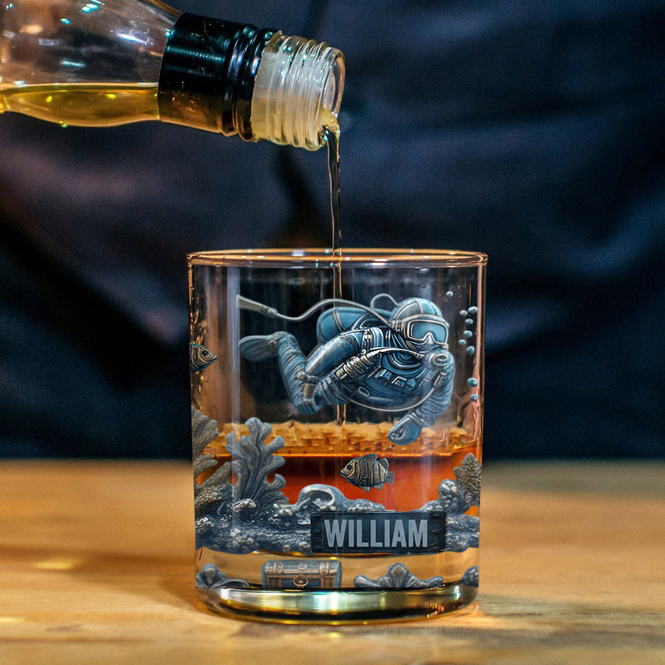 Ocean's Deep - Personalized Scuba Diving Whiskey Glass