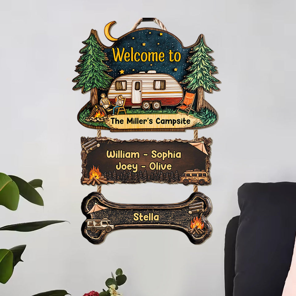 Welcome To Our Campsite - Personalized Camping Pallet Wood Sign