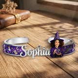 Witch Name Bracelet Magical Girl - Personalized Witch Shaped Cuff Bracelet