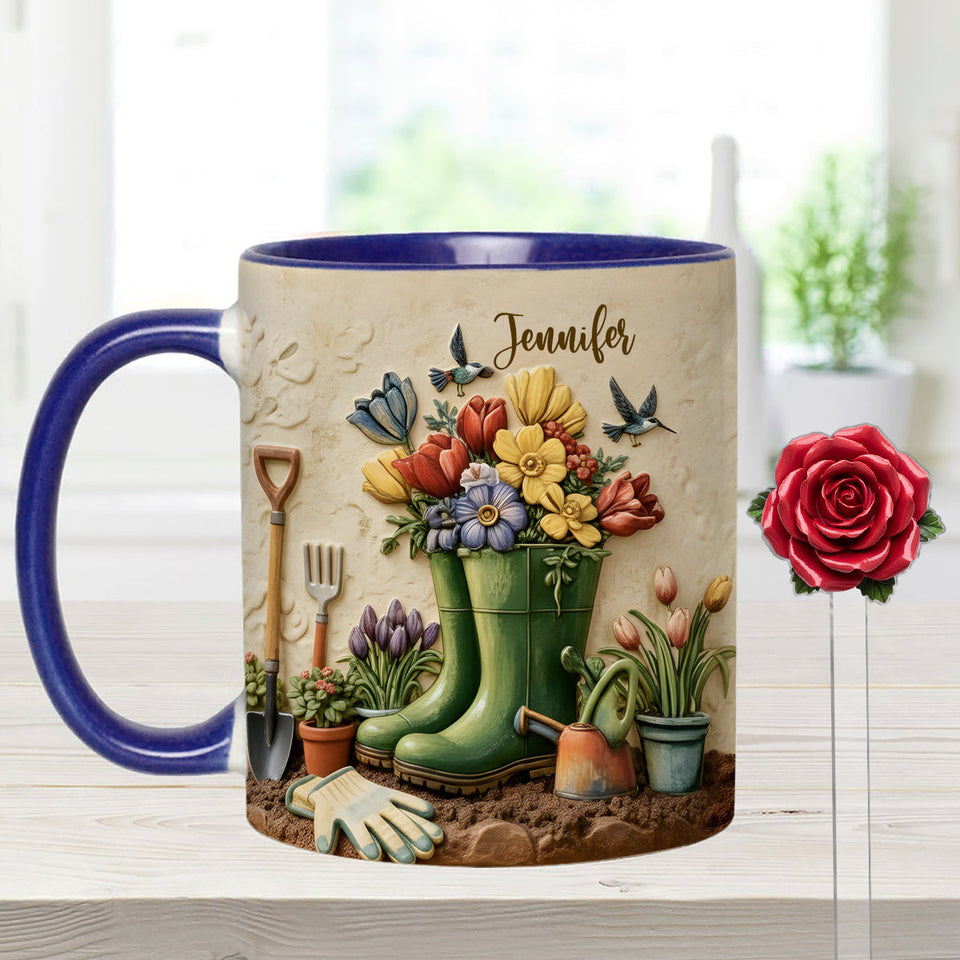 Love Gardening - Personalized Gardening Set Accent Mug with Acrylic Stirrers