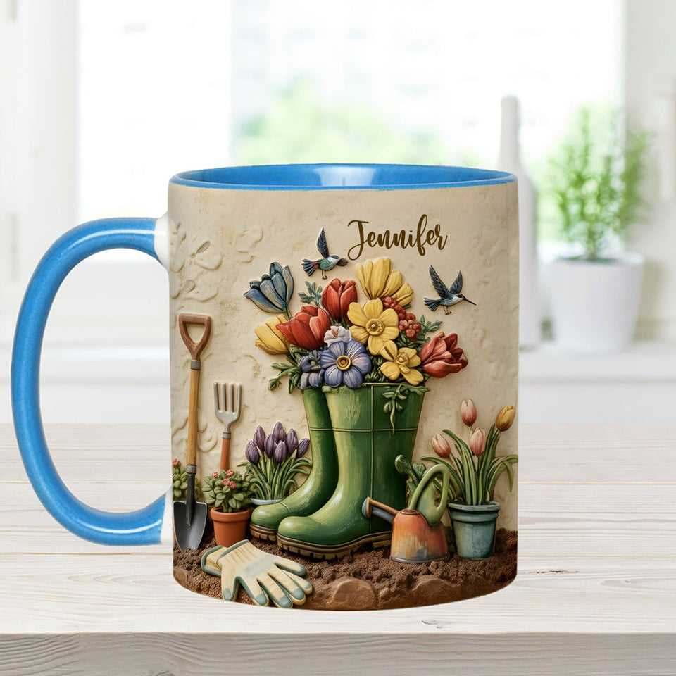 Love Gardening - Personalized Gardening Set Accent Mug with Acrylic Stirrers