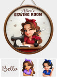 My Sewing Room - Personalized Sewing Round Wood Sign