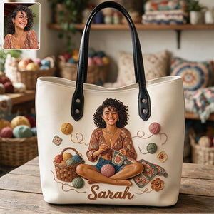 Life Is Better with Yarn - Personalized Crocheting Leather Bag