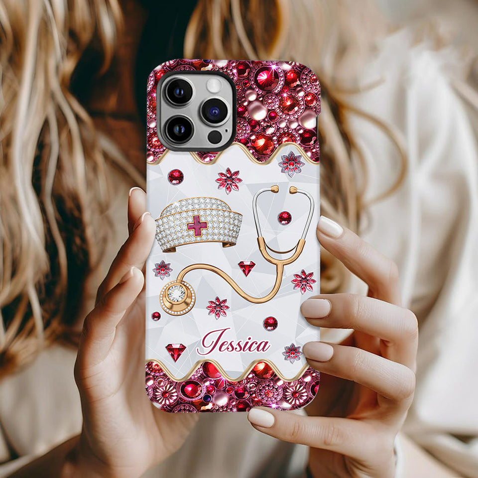 Nurse's Hat & Stethoscope - Personalized Nurse Full Print Phone Case
