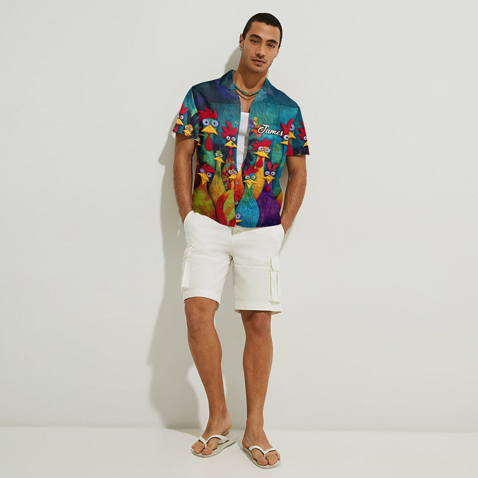 Whimsical Chicken Funny - Personalized Chicken Hawaiian Shirt