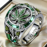 Green Magic Leaf - Personalized Weed Signet Ring