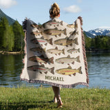 Love Fishing - Personalized Fishing Woven Blanket