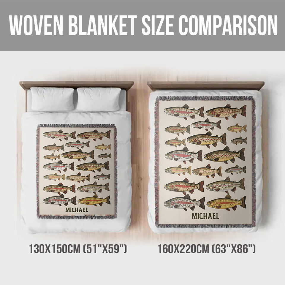 Love Fishing - Personalized Fishing Woven Blanket