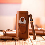 Dad Loves Cigars - Personalized Father Leather Cigar Humidor Case