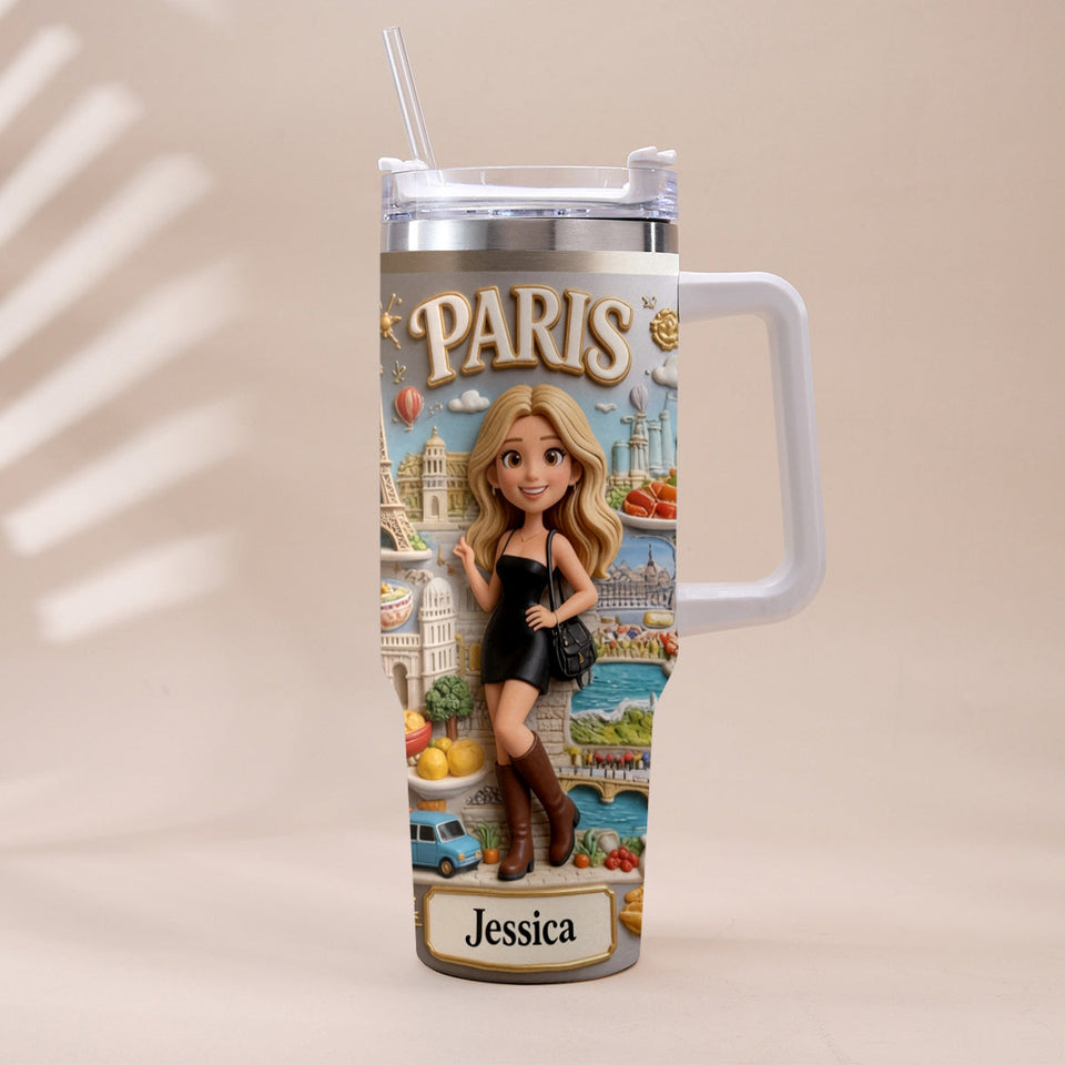 Just A Girl Who Loves Travelling - Personalized Travelling Tumbler With Handle