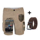 Police Officer Gift - Personalized Police Officer Cargo Shorts With Belt