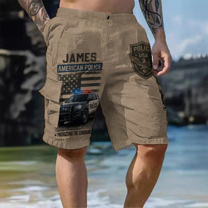 Police Officer Gift - Personalized Police Officer Cargo Shorts With Belt