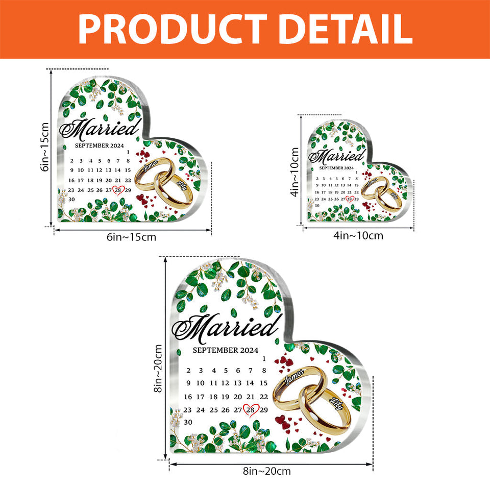 Married - Personalized Couple Custom Shaped Acrylic Plaque