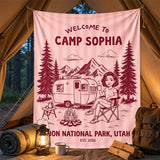 Welcome To Our Campsite - Personalized Camping Wall Tapestry