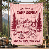 Welcome To Our Campsite - Personalized Camping Wall Tapestry