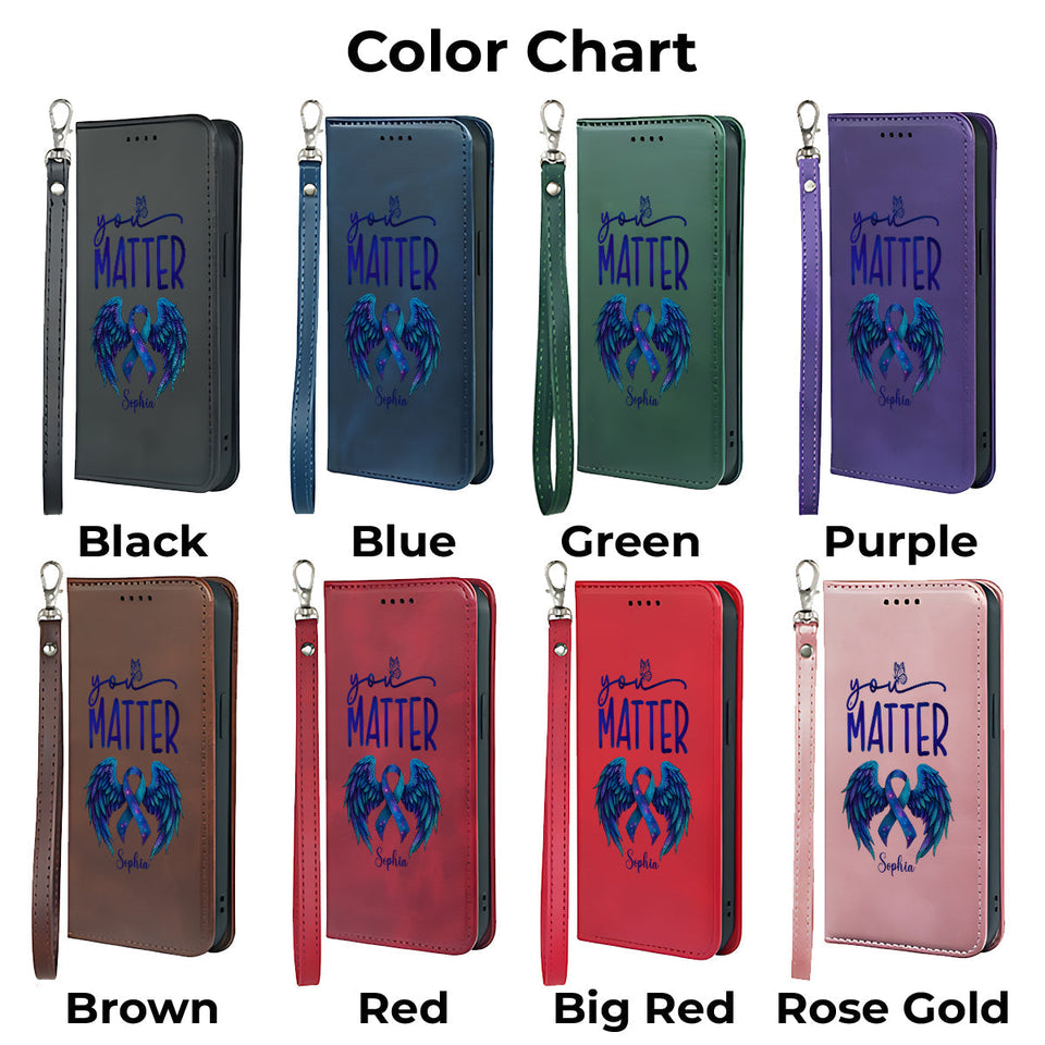 You Matter - Personalized Suicide Prevention Wallet Phone Case With Strap