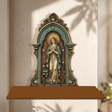 God Blessed This Family - Personalized Christian Wooden Floating Shelf