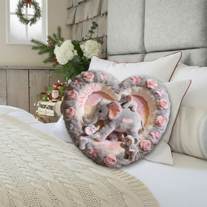 Nana Elephant Gift For Mom, Grandma - Personalized Grandma Faux Fur Shaped Pillow